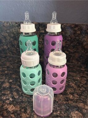 Lifefactory Baby Bottles 4oz & 9oz Glass NWOT